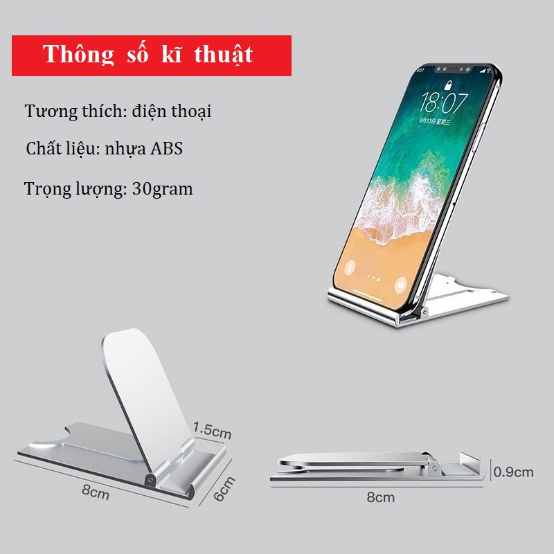 Giá Đỡ Điện Thoại Để Bàn ABS, Xoay Góc Nghiêng, Gấp Gọn Tiện Dụng, Chắc Chắn Không Lật.