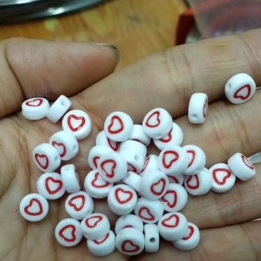 5-10-25gam Hạt tròn in trái tim ❤️ đủ màu 4x7mm làm vòng