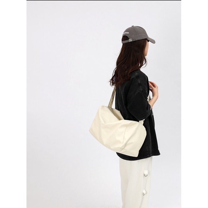Túi vải canvas dạng trống big size Mitstore, túi canvas form to chất dày dặn nhiều màu