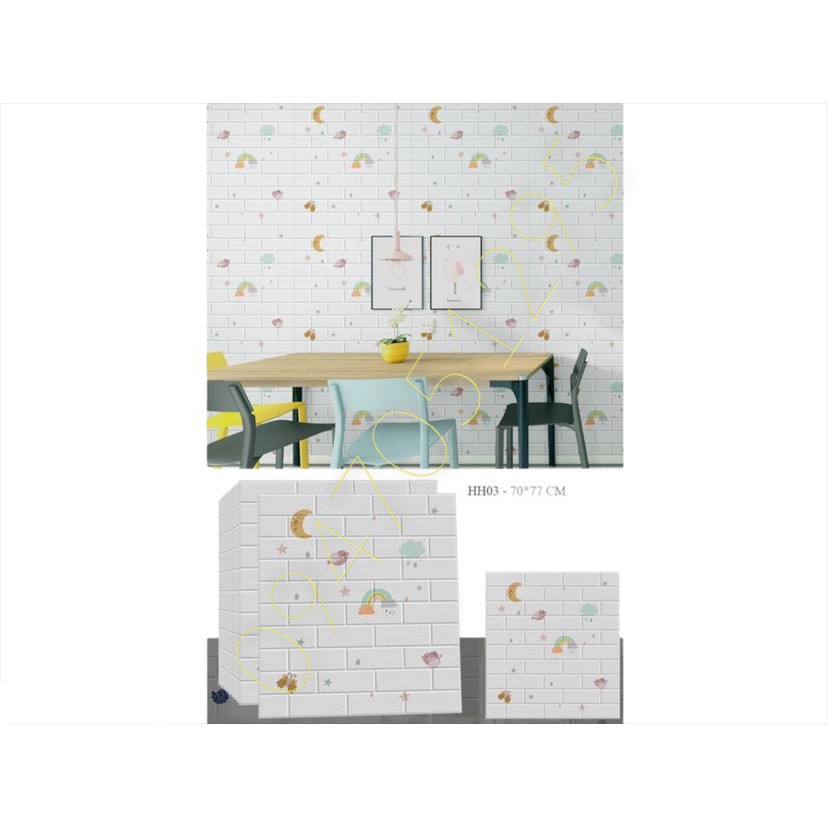 Xốp Dán Tường Trẻ Em Cao Cấp Cách Âm Cách Nhiệt Giá Rẻ, Kích Thước 70x77 cm, Mặt Sau Có Sẵn Keo