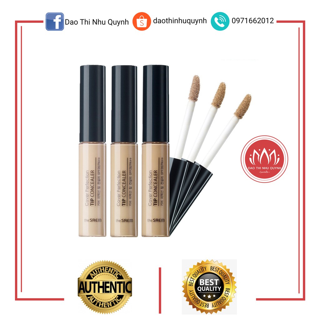 Che khuyết điểm The Saem - Cover Perfection TIP Concealer  6.5g Thesaem Tone 1 - 1.5 -2 | daothinhuquynh