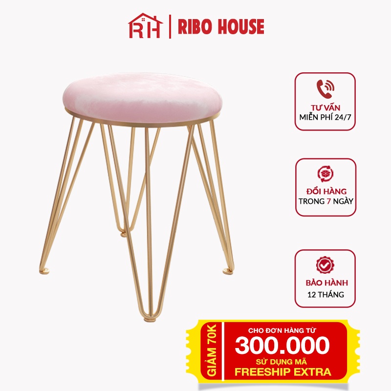 Ghế đôn RIBO HOUSE bàn trang điểm kiểu dáng hình chân nhện ghế decor phòng ngủ sapa tiệm nails RIBO182