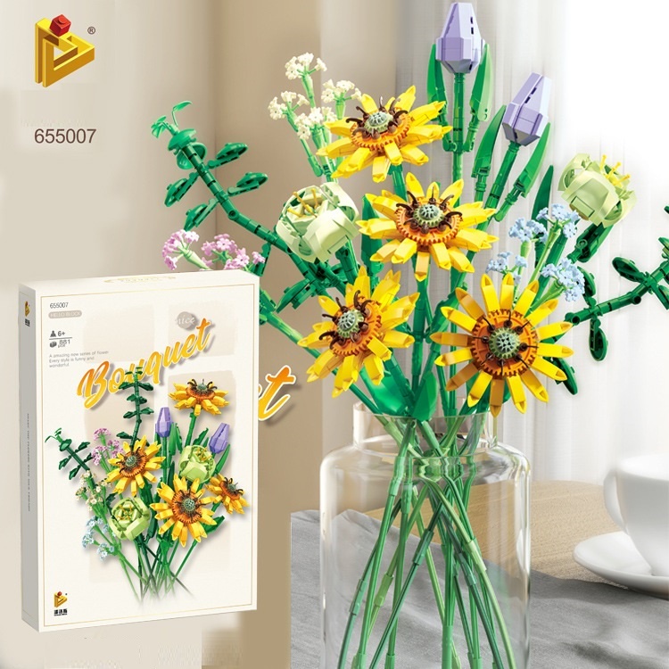 Bộ lắp ráp khối xây dựng hoa hãng Panlos lego bó hoa 4 mẫu
