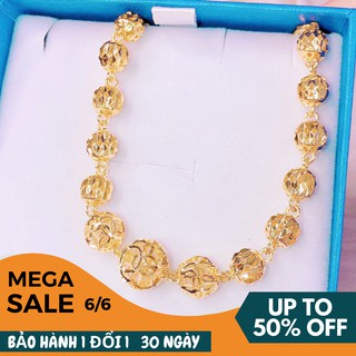 Lắc tay nữ GADO mạ bạc dạng bi tròn chạm hoa văn xinh đẹp tinh tế siêu dễ thương L005