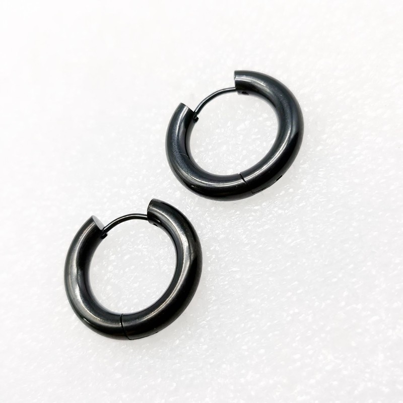 Khuyên tai nam G-dragon cực chất Hoa tai nam tròn Asta Accessories àu bạc đen đơn giản đẹp - Hoa tai tròn (1 chiếc)