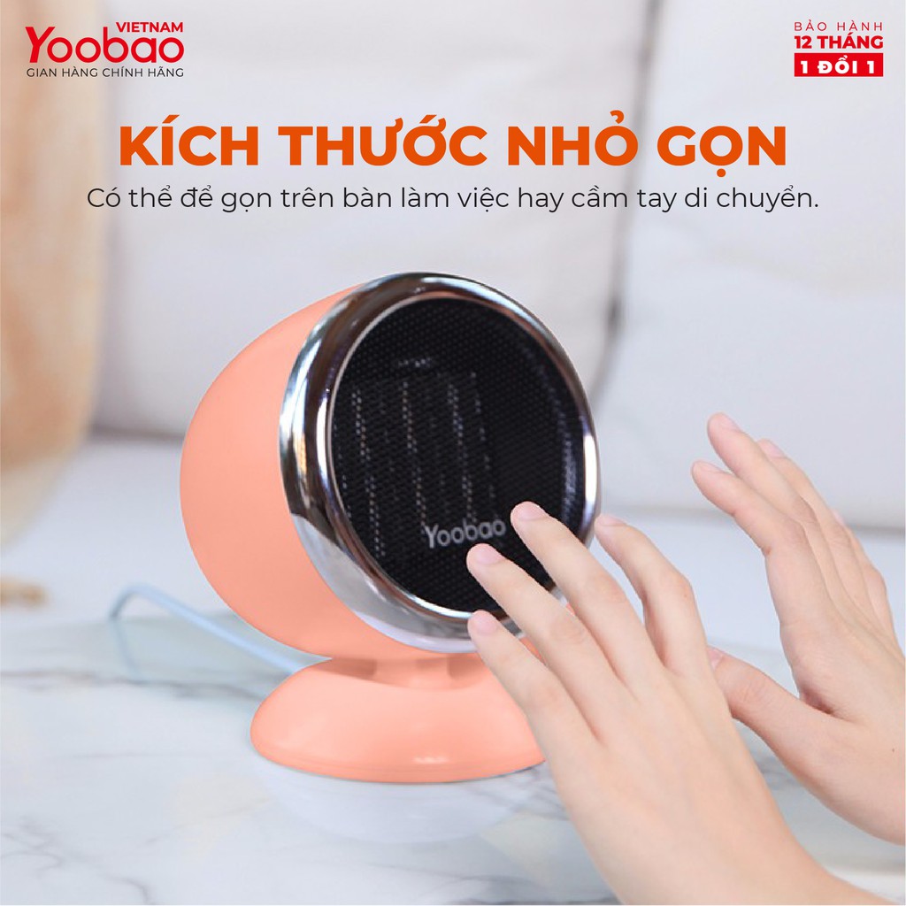 Quạt sưởi ấm mini để bàn Yoobao W1 Công suất 600W Dòng điện 220V - Hàng phân phối chính hãng Bảo hành 12 tháng 1 đổi 1