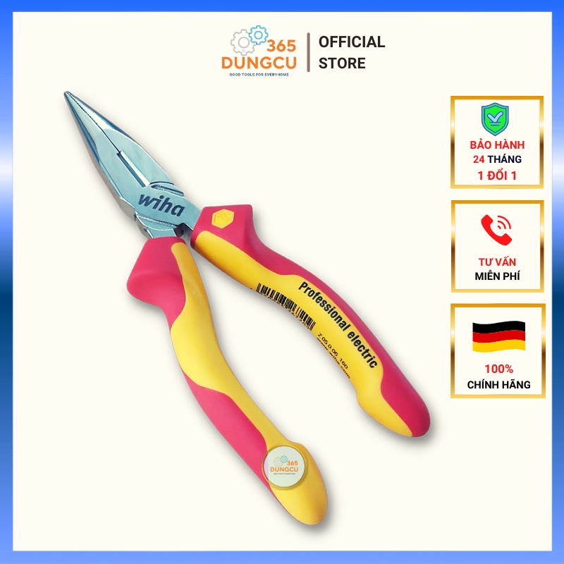 Kìm nhọn cách điện 1000v Wiha 26720 Germany 160mm - Hàng chính hãng