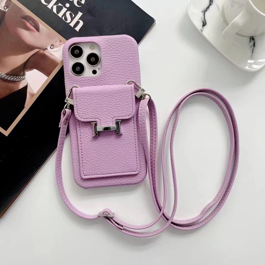 Ốp Điện Thoại Nắp Lật Mẫu Mới Có Ngăn Đựng Thẻ Và Dây Đeo Cho iPhone 14 13 12 11 Pro Max Mini iX XR XsMax SE 2020 7 8 Plus