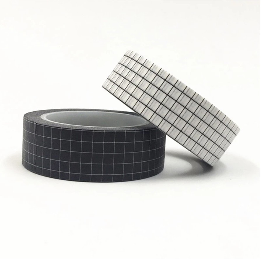 [11 màu] Cuộn Washi Tape Grid Màu - Băng Dính kẻ ô dài 10 mét