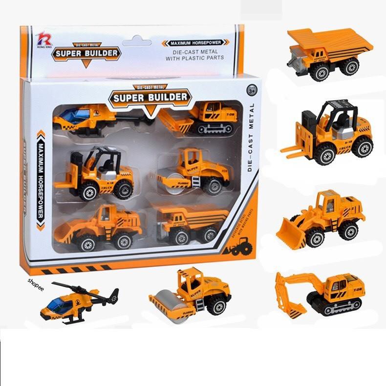 Bộ 6 Chiếc Xe Máy Công Trình Mini Tỉ Lệ 1:64