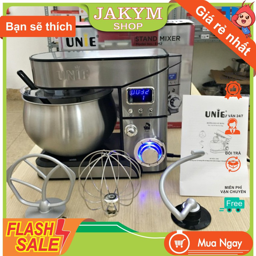 Máy trộn bột gia đình UNIE EM2 việc đánh tơi và nhồi bột sẽ nhẹ gấp trăm lần nhờ máy nhào bột EM2 này