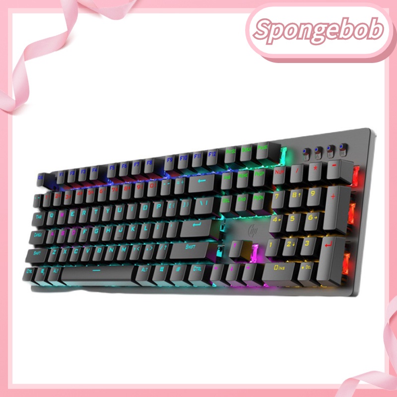HP GK100FBàn phím cơ Bàn phím chơi game có dây 104 phím Green Axis bàn phím được chiếu sáng để chơi game
