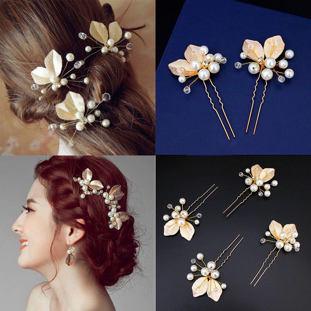 Kẹp Tóc Hình Lá Đính Ngọc Trai Thời Trang|Kẹp Tóc