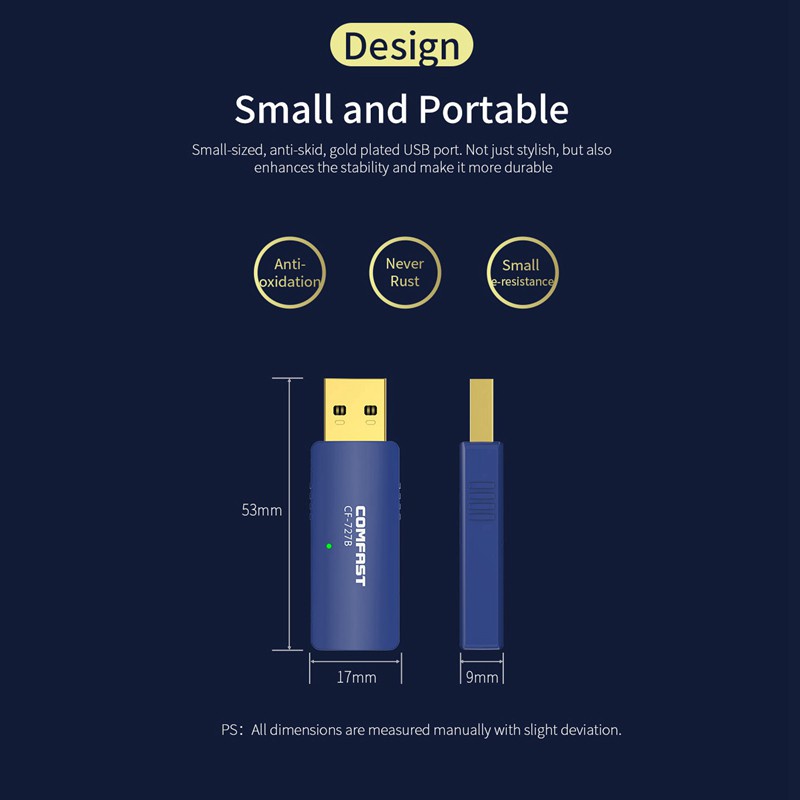 COMFAST USB Wifi Adapter 1300Mbps 5Ghz Antenna USB Bluetooth 4.2