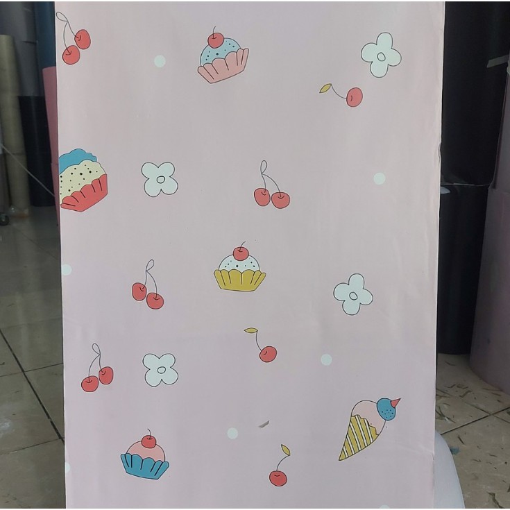 Cuộn 10m giấy dán tường BÁNH KEM khổ rộng 45cm