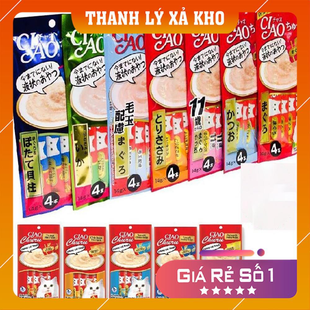 THANH THƯỞNG-Súp thưởng cho mèo Ciao Churu Thái-Trung❤FREESHIP❤ - Nhiều Vị ( GIAO NGẪU NHIÊN NẾU HẾT VỊ )