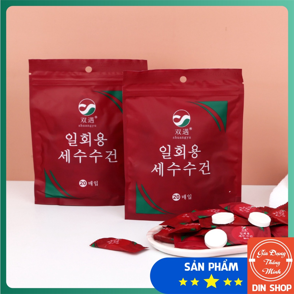 Khăn giấy nén hình viên kẹo 💎TINH TẾ💎 Khăn đa năng nén dùng 1 lần dùng đi lịch đi chơi xa rất tiện với kích thước nhỏ