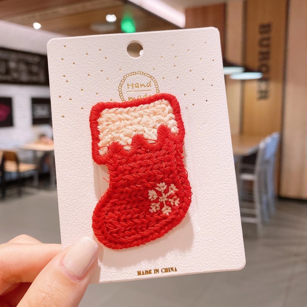 Kẹp Tóc Đan Len Handmade Noel Siêu Xinh Hot Trend 2021 - Mẫu Ngẫu Nhiên