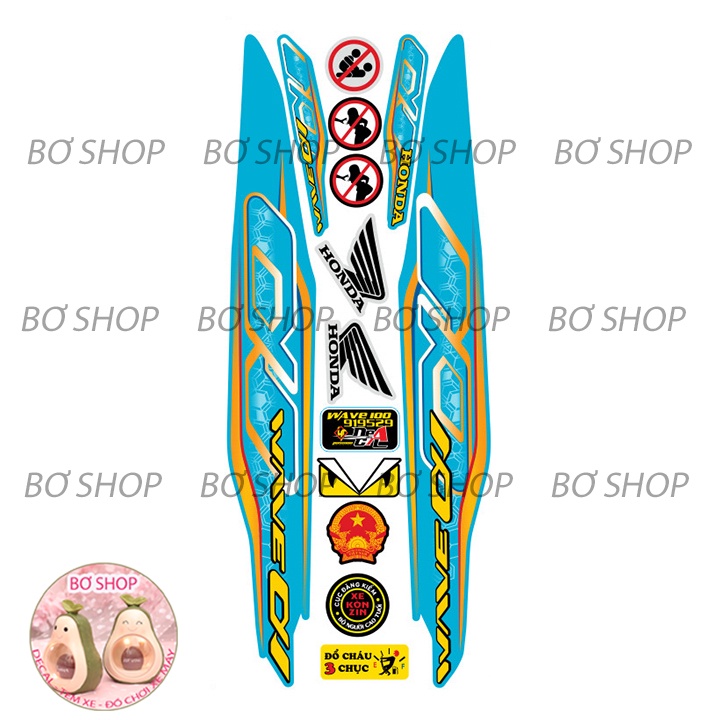 Tem rời WAVE ALPHA 100cc & 50cc   BƠ SHOP - Tem 3 lớp chống phai màu
