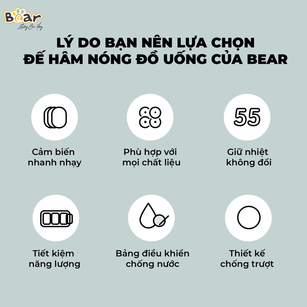 Đế Làm Nóng Đồ Uống Bear Hâm Trà, Hâm Sữa Nhanh, Vật Liệu An Toàn Tiết Kiệm - C16J5