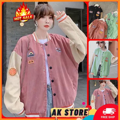 [Kèm Quà] Áo Khoác Kaki Nam Nữ Unisex - Áo Jacket Bombers Vải Nhung Thêu Sicker 4 Màu Siêu Hot