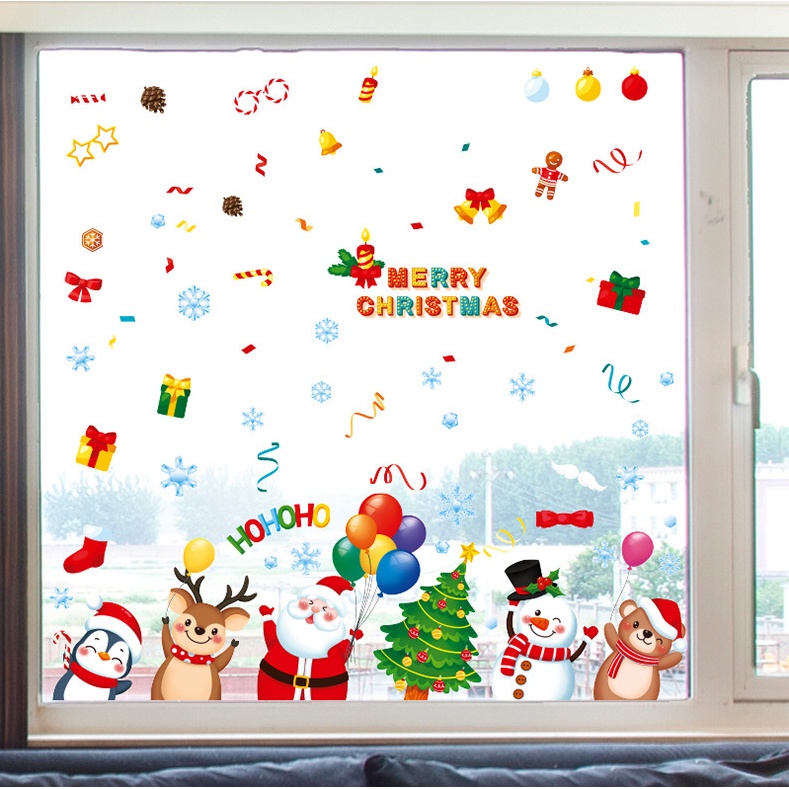 Decal dán tường Noel Hít Tĩnh Điện không Dơ Kính - Chào đón Giáng sinh cùng các bạn