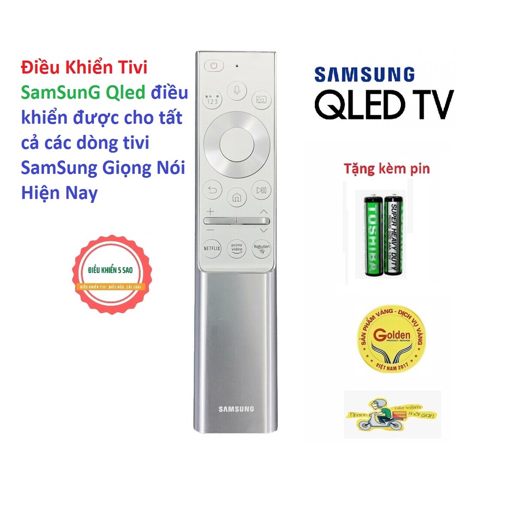 Điều Khiển TiVi Samsung Qled Smart  thông minh chức năng giọng nói vỏ nhôm hàng chính hãng - tặng kèm pin chính hãng -