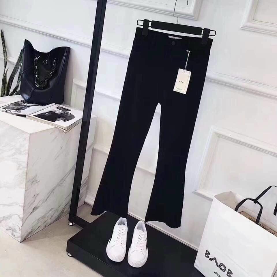 Quần Jean Nữ Chất Bò Ống Loe Siêu Co Giãn 4 Chiều Lưng Cao Nâng Mông Sang Chảng - MAY Fashion