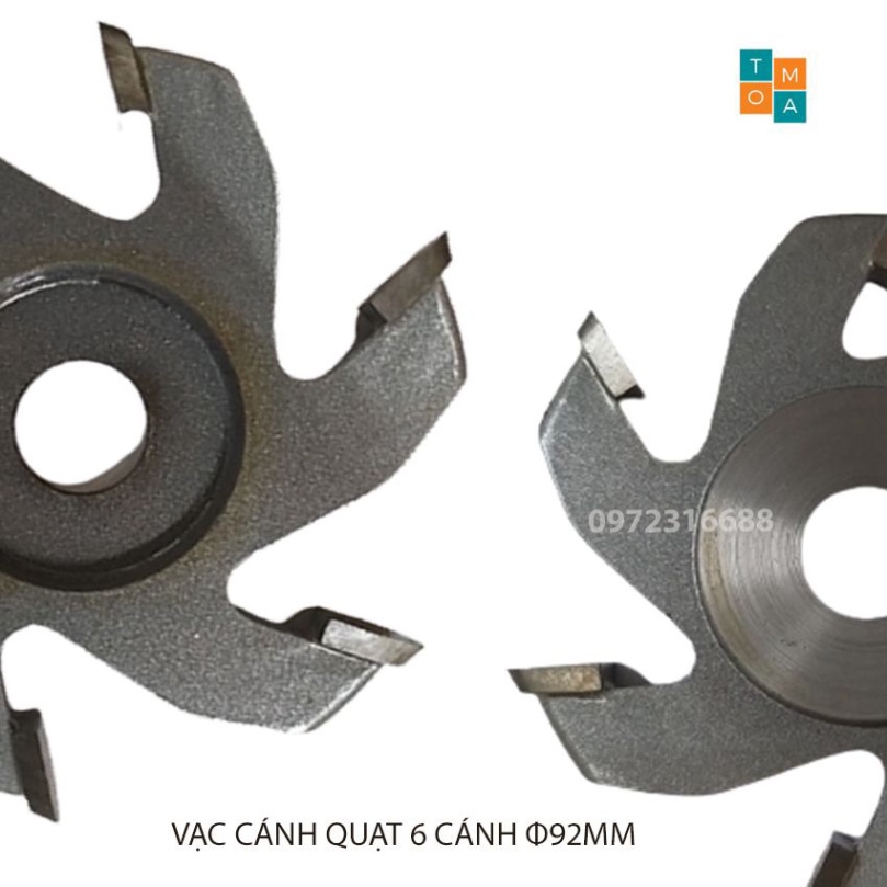 MŨI SOI GỖ - MŨI PHAY VẠC TRÒN CÁNH QUẠT 6 CÁNH PHI 92MM X 6MM X TRỤC 16MM