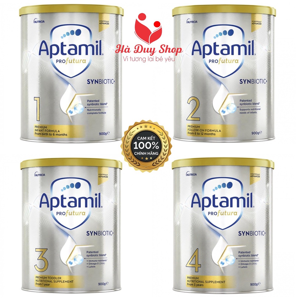 Sữa APTAMIL ÚC 900gr đủ 4 số (Mẫu mới, date 2023)