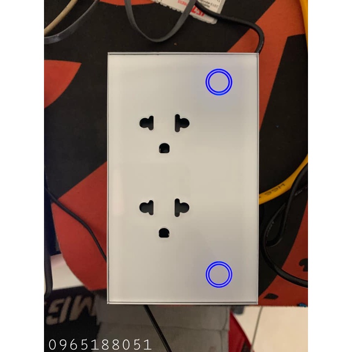 Ổ cắm thông minh Wifi Tuya, viền nhôm bo tròn, âm tường chữ nhật, điều khiển từ xa qua điện thoại và loa google home