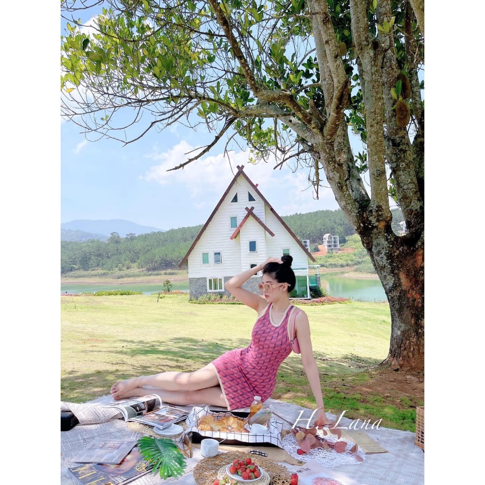 VÁY BODY HỒNG DÂY CHÉO