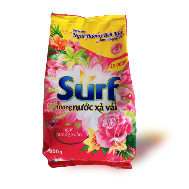 Combo 2 TÚI Bột Giặt Surf 800gr đậm đặc,Hương Nước Xả Vải, Ngát Hương Xuân, dùng máy giặt,giặt tay ở các nguồn nước phèn