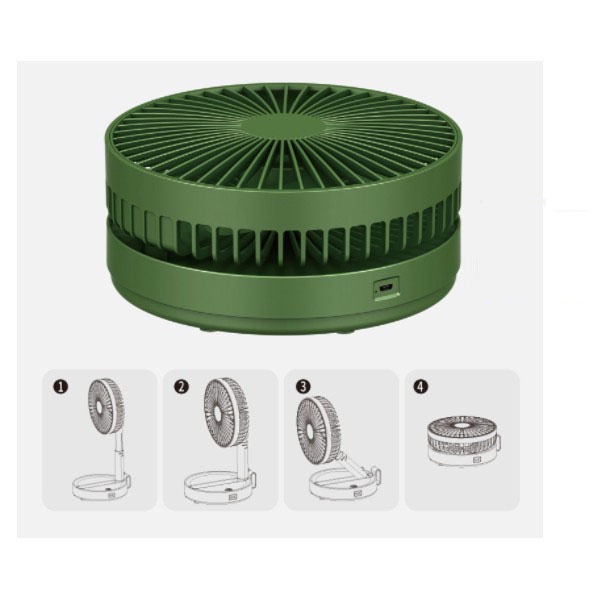 [BH 12Tháng] Quạt Tích Điện Gấp Gọn, Quạt Mini Để Bàn Xoay 180 Độ, 3 Tốc Độ Gió, Cổng Sạc USB, Pin 1200mAh, Lỗi 1 Đổi 1
