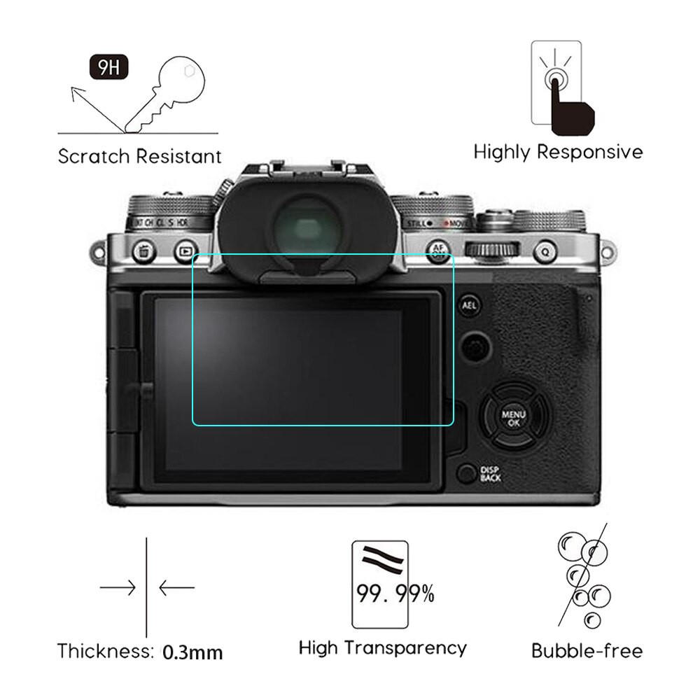 YIFILM Bộ 2 Kính Cường Lực Màn Hình LCD 2.5D Cho FUJI Fujifilm X-T4 X-T30 X100V X-100V