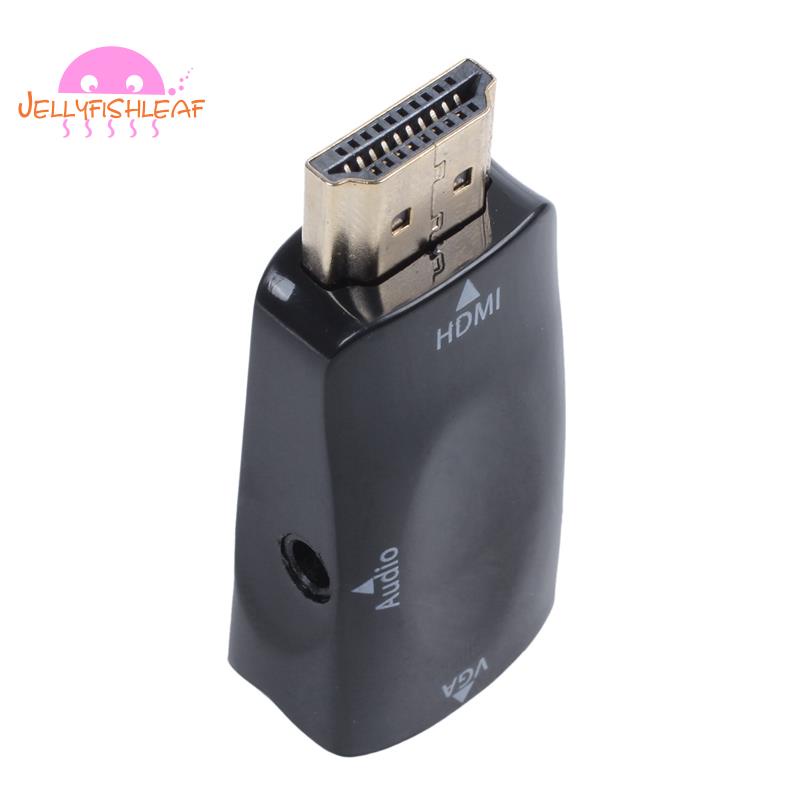 Bộ chuyển đổi HDMI sang VGA mạ vàng với đầu cắm 3.5mm cho PC, Laptop, DVD, máy tính, TV box hoặc thiết bị đầu vào HDMI - màu đen