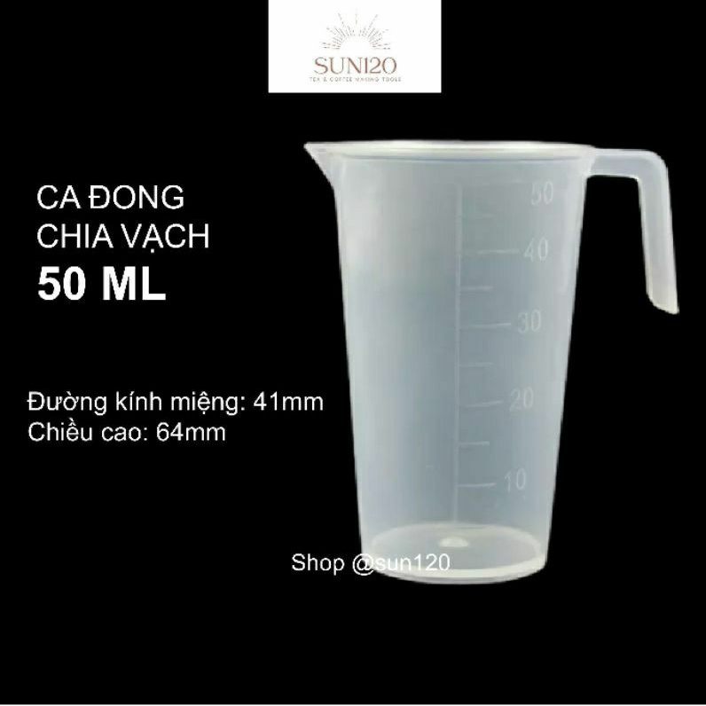 Ca đong nhựa chia vạch 50ml dùng trong làm bánh, pha chế, thí nghiệm có tay cầm