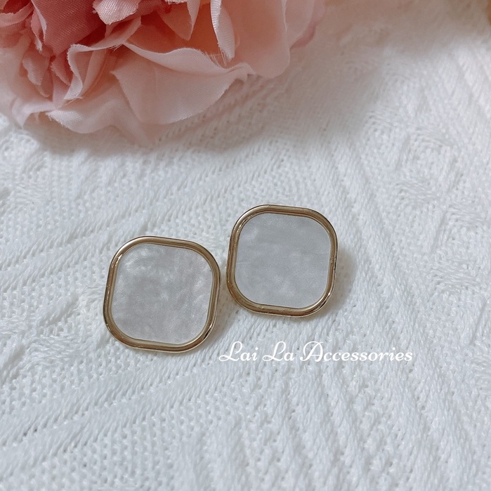 Bông tai vân đá tông màu nude cổ điển, Khuyên tai nữ thời trang phá cách Lại La