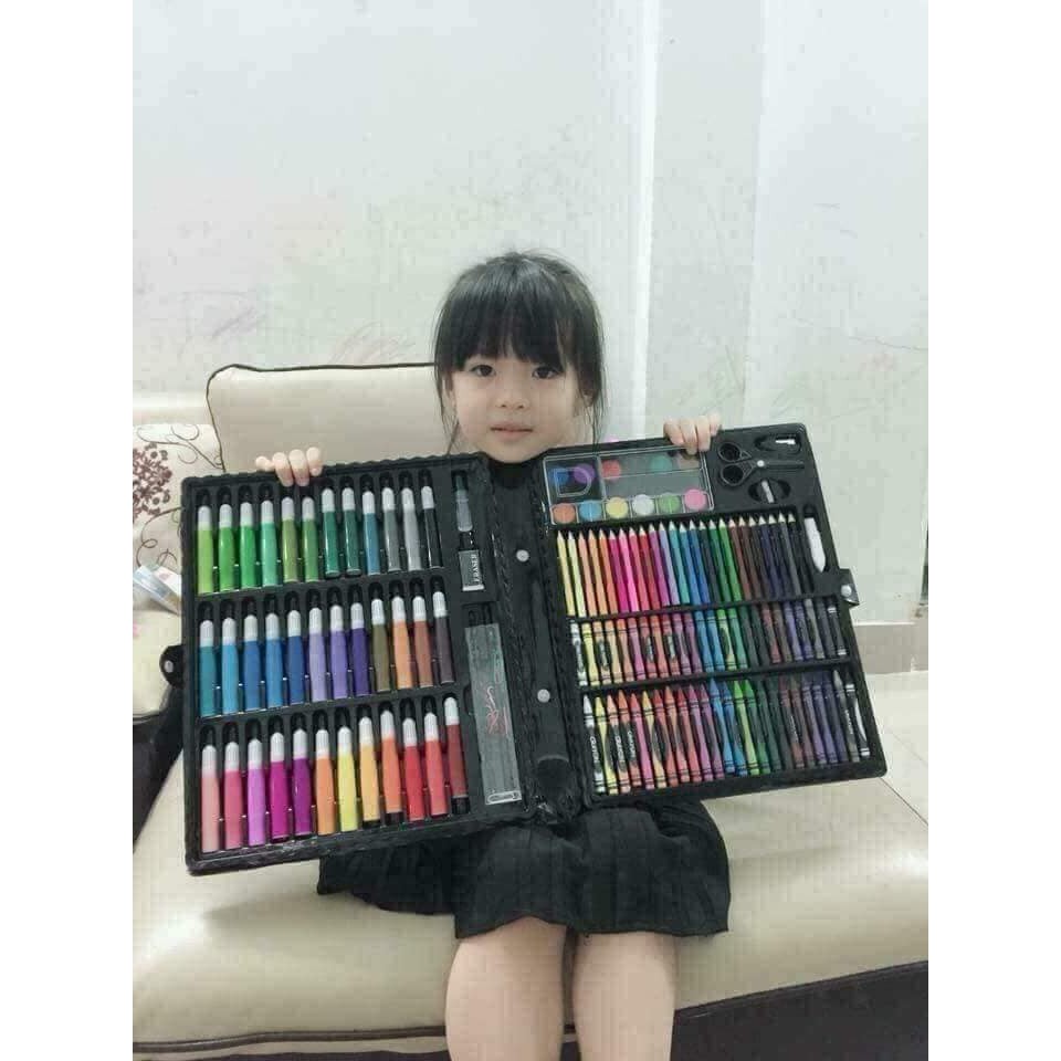 Bộ màu vẽ tranh bao gồm các loại màu vẽ và đồ dùng học tập 150 món cho bé trai và bé gái sáng tạo