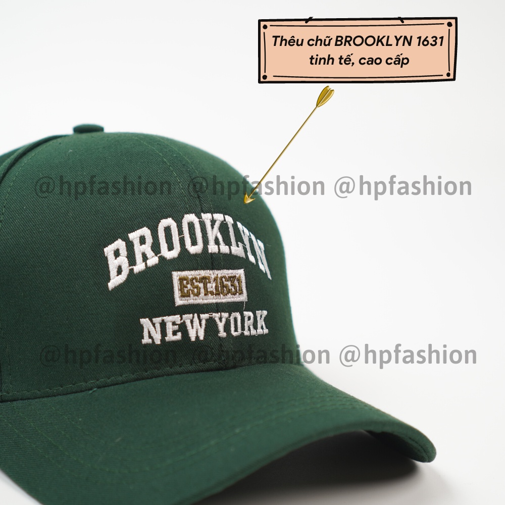 Mũ lưỡi trai ❤️ Nón kết thêu hình chữ Brooklyn 1631 chất kaki cao cấp form unisex nam nữ N80 - Happy Style