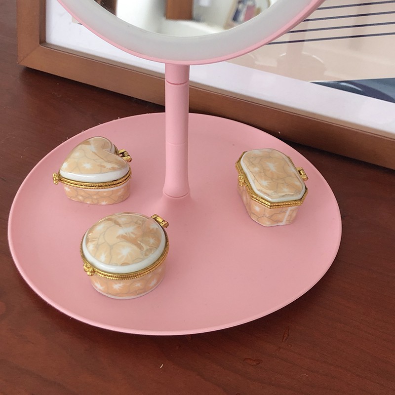 Gương Trang Điểm Có Đèn led Để Bàn Kèm Sạc usb Tiện Dụng