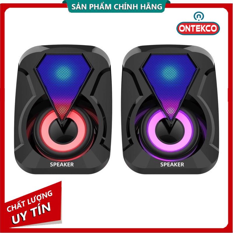 Loa vi tính cắm nguồn USB E-1053 để bàn cao cấp âm thanh siêu hay có đèn led 7 màu nháy theo nhạc Siêu đẹp