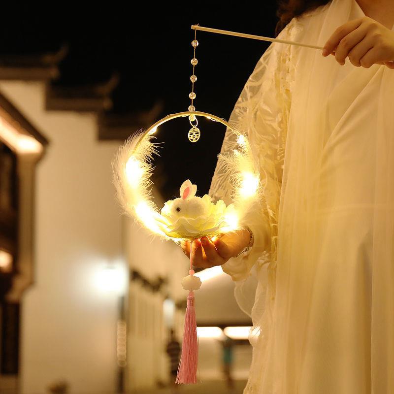 Lồng Đèn Treo Trang Trí Lễ Hội Trung Thu Hình Thỏ Bằng Ngọc Bích handmade diy