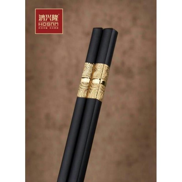 Bộ 10 đôi đũa khảm vàng phong cách Nhật Bản( hoa văn chữ S)