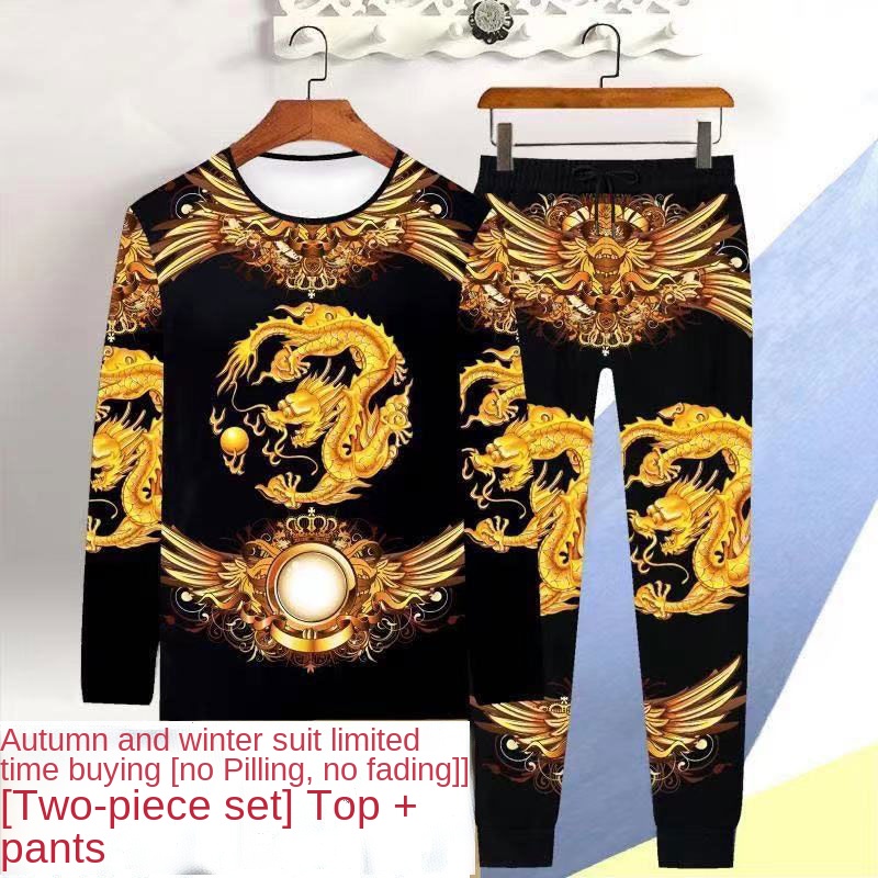 Set Đồ Hai Mảnh Áo Thun Tay Dài In Hình 3D Và Quần Dài Thời Trang Mùa Thu Cho Nam