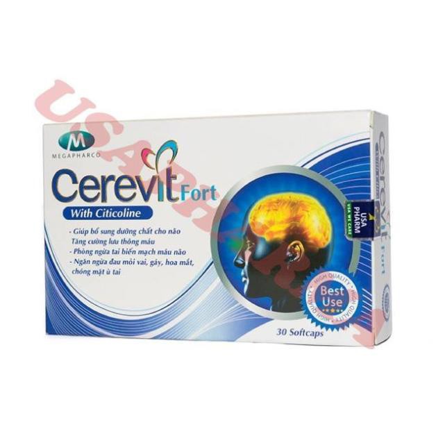 [Viên uống] Cerevit Fort Hoạt huyết dưỡng não, tăng cường trí nhớ, cải thiện tuần hoãn não