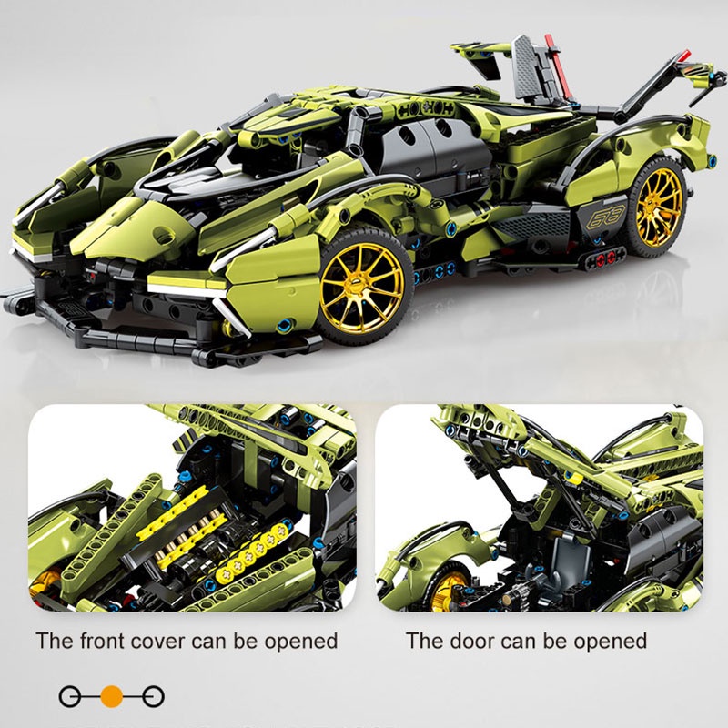Mẫu Lắp Ráp mô hình Siêu Xe SY8553 High-tech Mini Lamborghinis V12 Sports Car Motor 1039pcs
