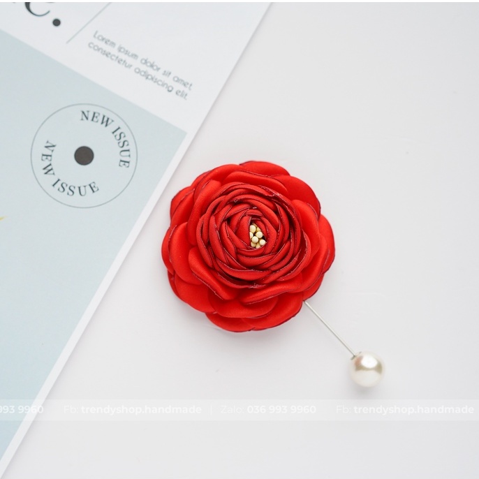 Hoa cài áo - Tag hoa trà cài áo trâm cài - Hoa vải cài áo handmade