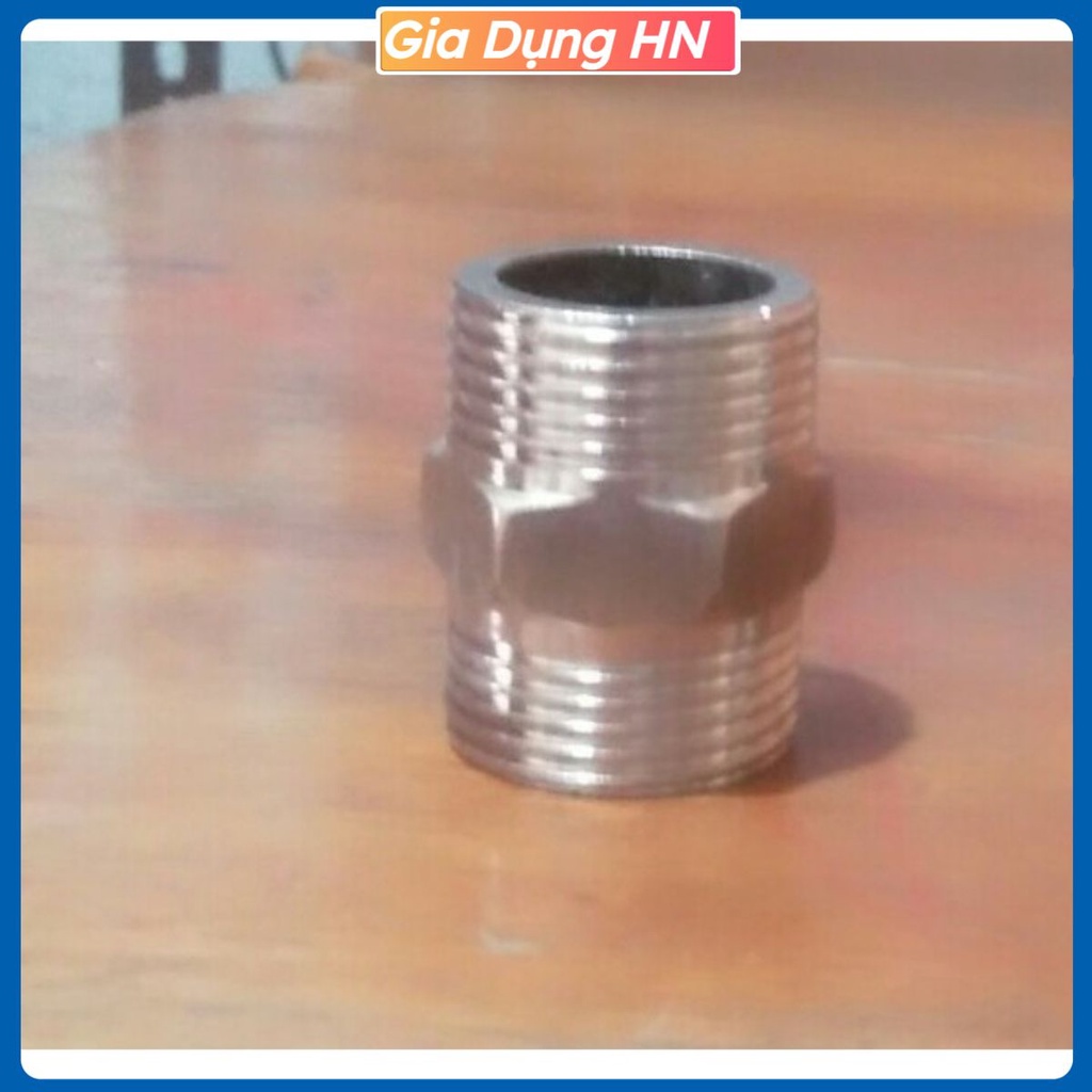Nối 2 đầu ren ngoài phi 21 inox