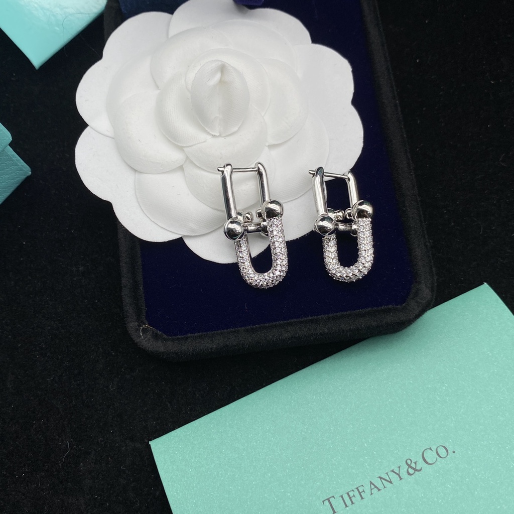 Bộ Trang Sức Mạ Bạc 925 Hình Chữ U Đính Kim Cương Nhân Tạo Dành Cho Cặp Đôi